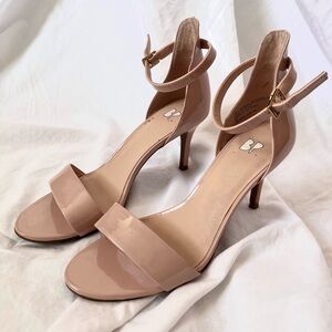 bp Blush Pink Nude Patent Ankle-Strap High Heel Sandals- Good Condition